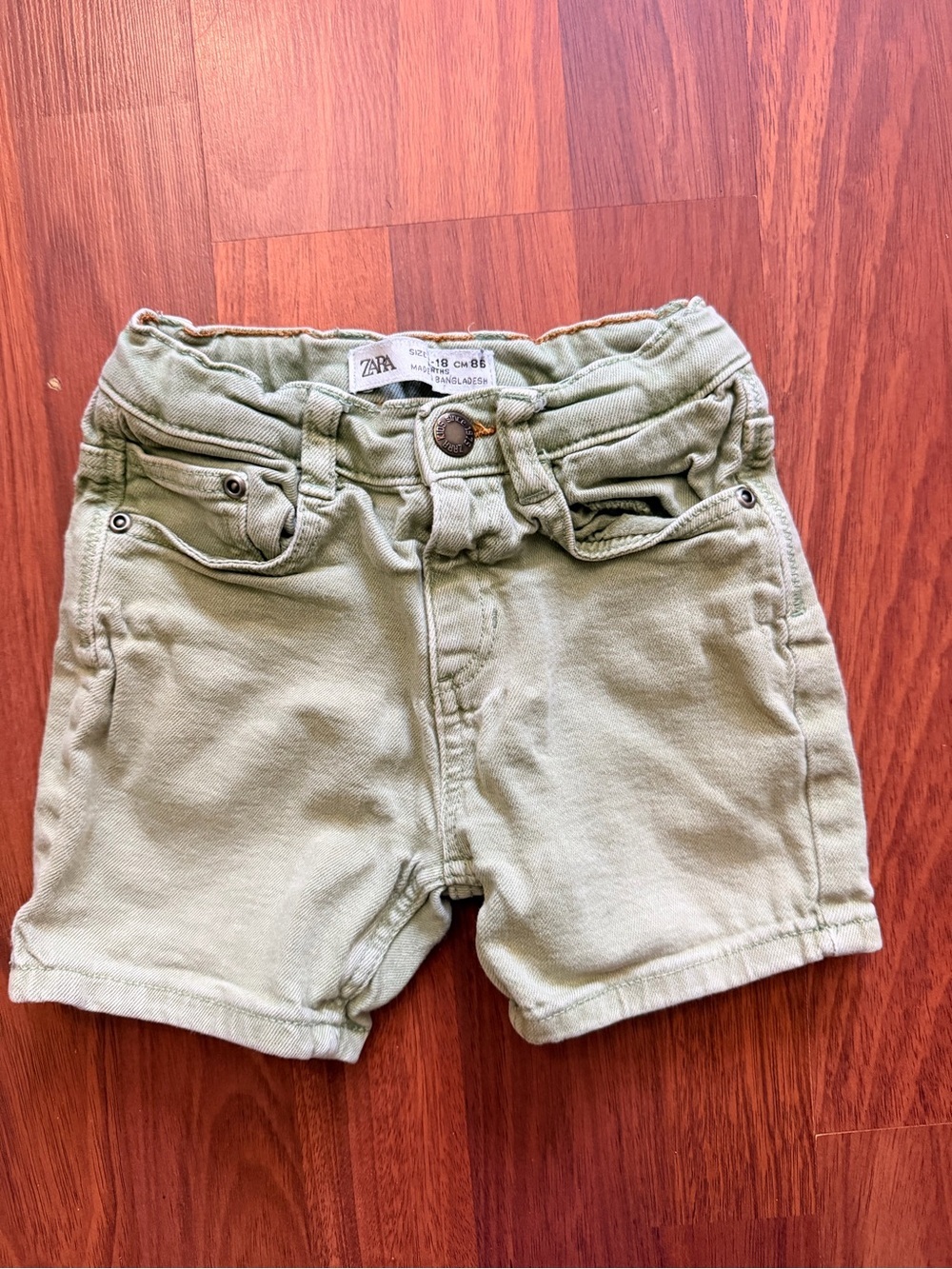 ZARA Kids Olive Green Casual Cotton Shorts
